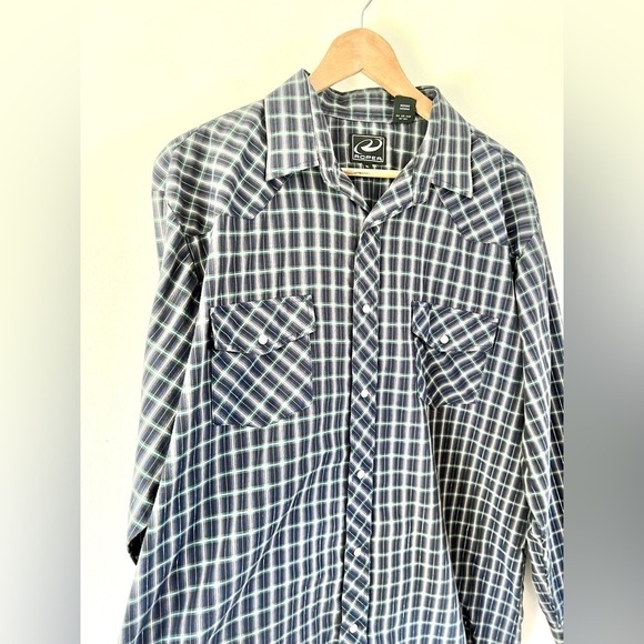 Roper Blue & Silver Metallic Plaid Collared Pearl Snap Western Shirt Size XL - Picture 3 of 11